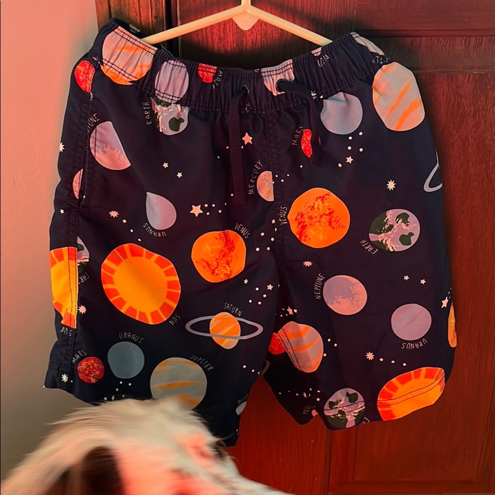Hanna Andersson Cosmic Kids Swim Trunks - Navy and Orange